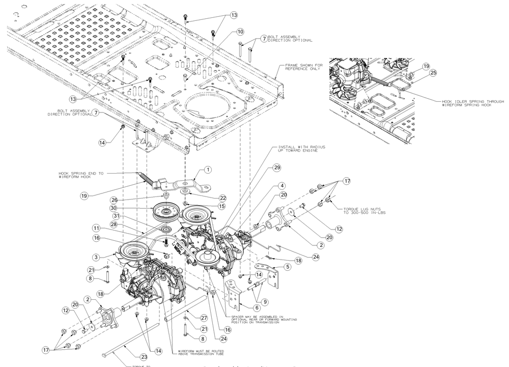 Drive Diagram and Parts List for RZT-S50KH (17ARCBDQ056)(2017) Cub Cadet Lawn Tractor